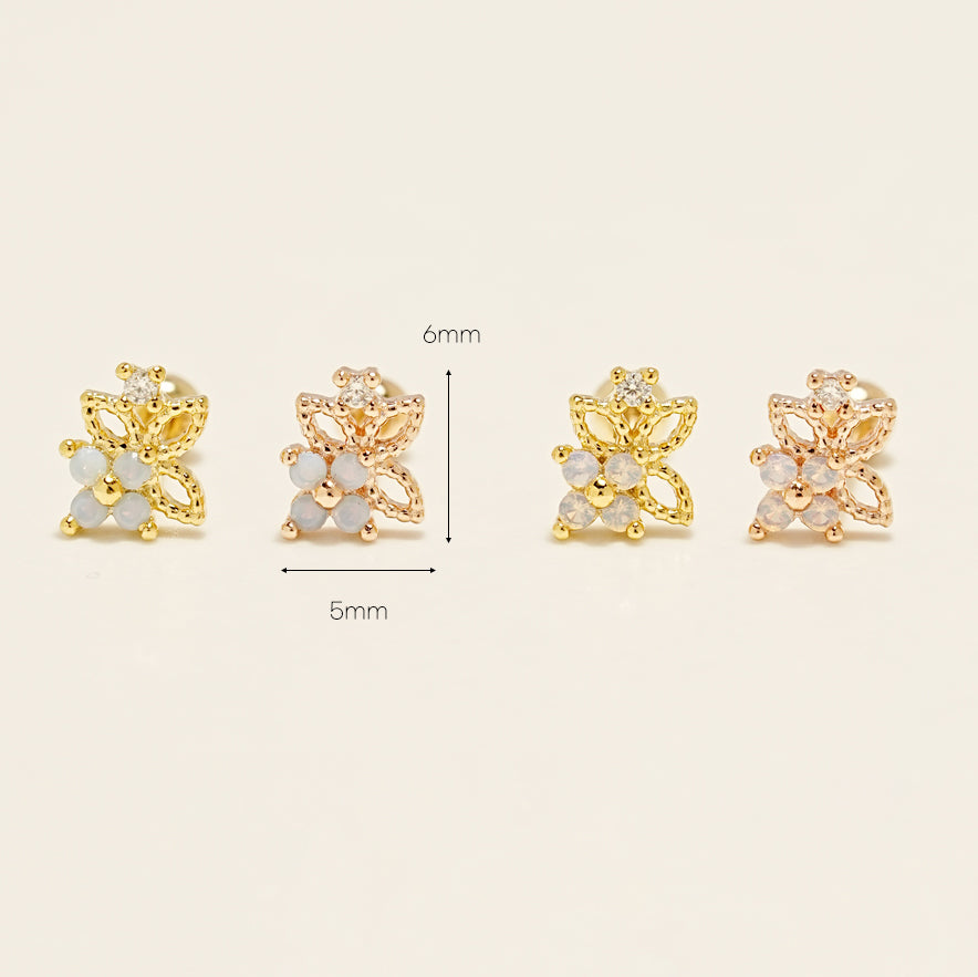 14KGF Flower Double Earring 20G