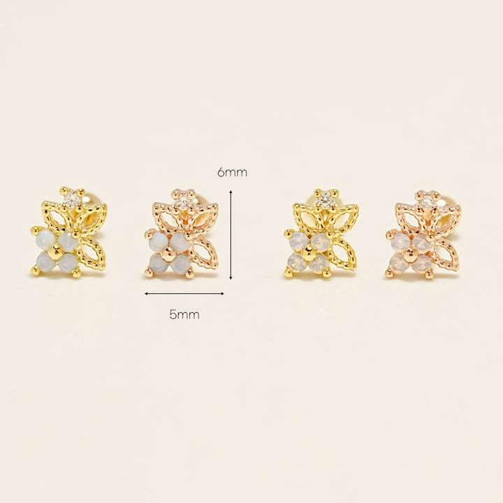 14KGF Flower Double Earring 20G