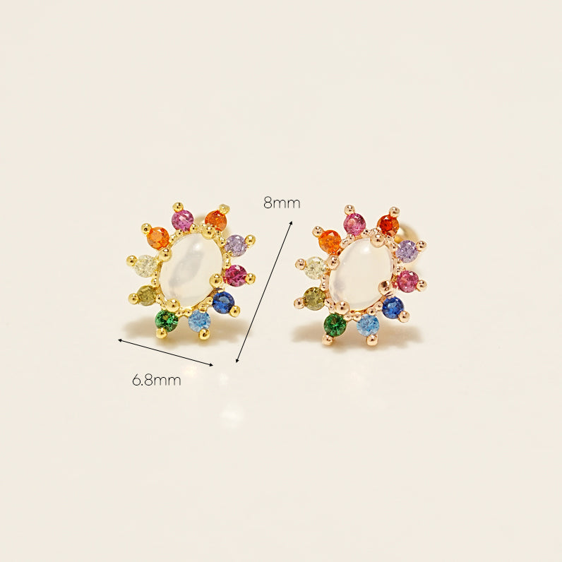 14KGF Flower Rainbow Earring 20G