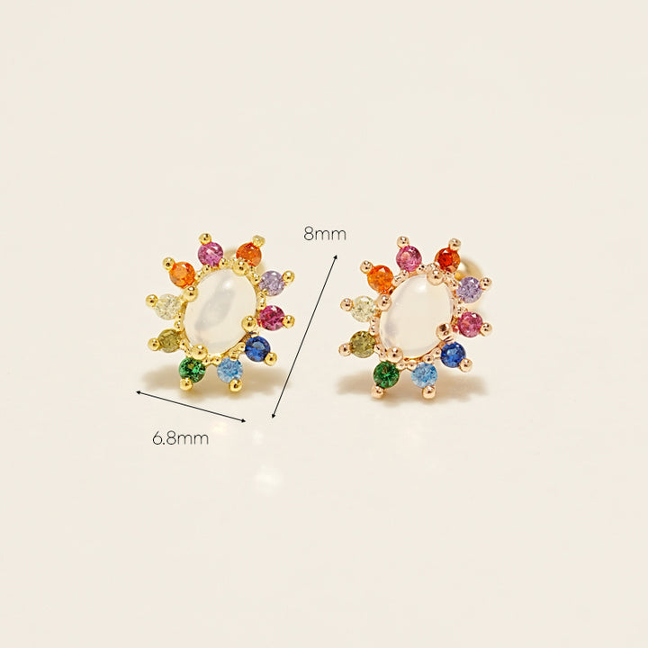 14KGF Flower Rainbow Earring 20G