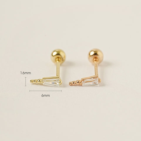 14K Gold Decresendo Cubic Cartilage Earring 20G