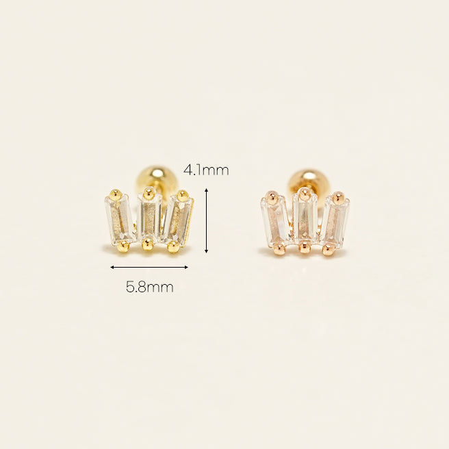 14KGF Square Baguette Earring 20G