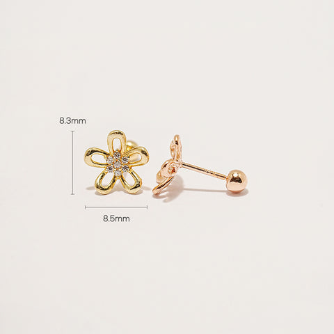 14K Gold Edelweiss Flower Cartilage Earring 20G