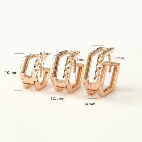 14K Gold Two Line Pentagon Conch Hoop Earring
