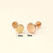 14K Gold Flat Round Internally Threaded Labret Piercing 18G16G