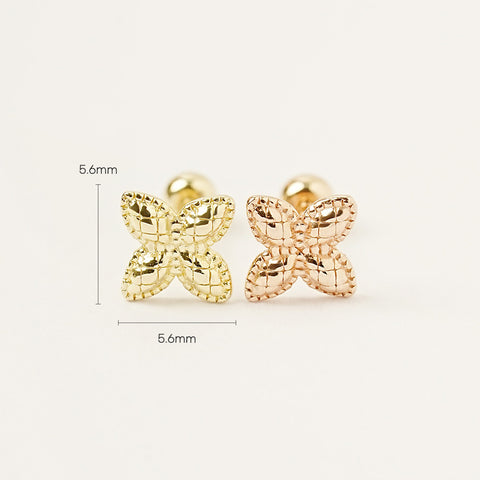 14K Gold Pinwheel Flower Cartilage Earring 20G