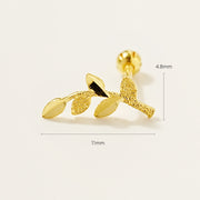 24K Gold Kane Leaf Cartilage Earring 20G