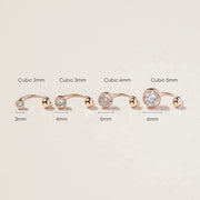 14K Gold Minimal Cubic Curve Piercing 20G