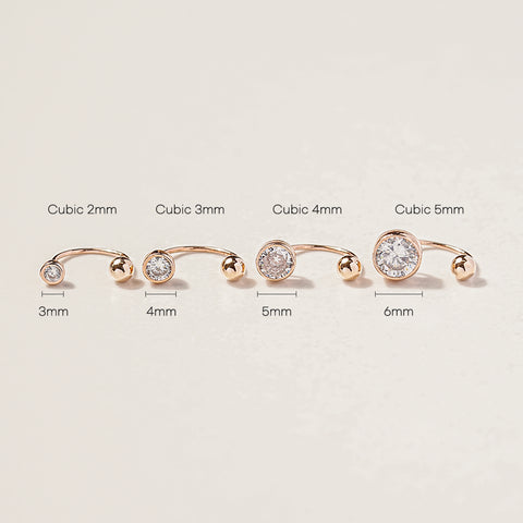 14K Gold Minimal Cubic Curve Piercing 20G