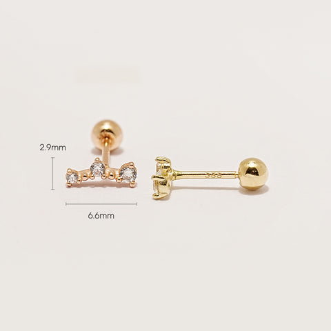 14K Gold Cresendo Tiara Cartilage Earring 20G