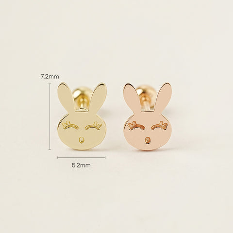 14K Gold Happy Rabbit Cartilage Earring 20G