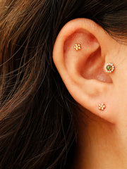 14K Gold Lovely Voluminous Flower Cartilage Earring 20G18G16G