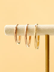 14K Gold Slim Oval Hoop Earring S, M, L