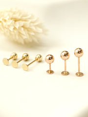 14K Gold Two Way Ball Labret Earring 20G