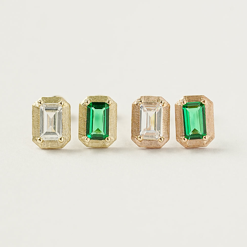 14K Gold Antique Baguette Cubic Cartilage Earring 20G18G16G