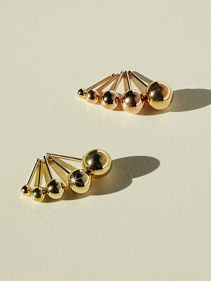 14K Gold Ball Stud Earring 3mm,4mm,5mm,6mm