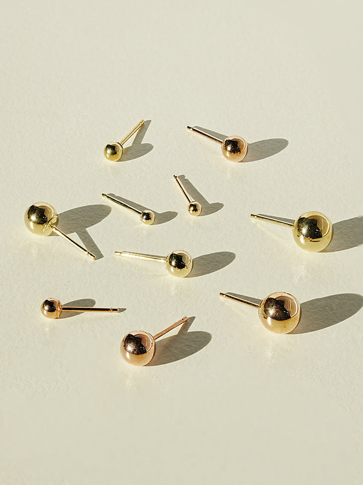 14K Gold Ball Stud Earring 3mm,4mm,5mm,6mm