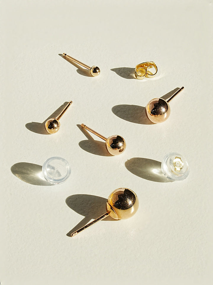 14K Gold Ball Stud Earring 3mm,4mm,5mm,6mm