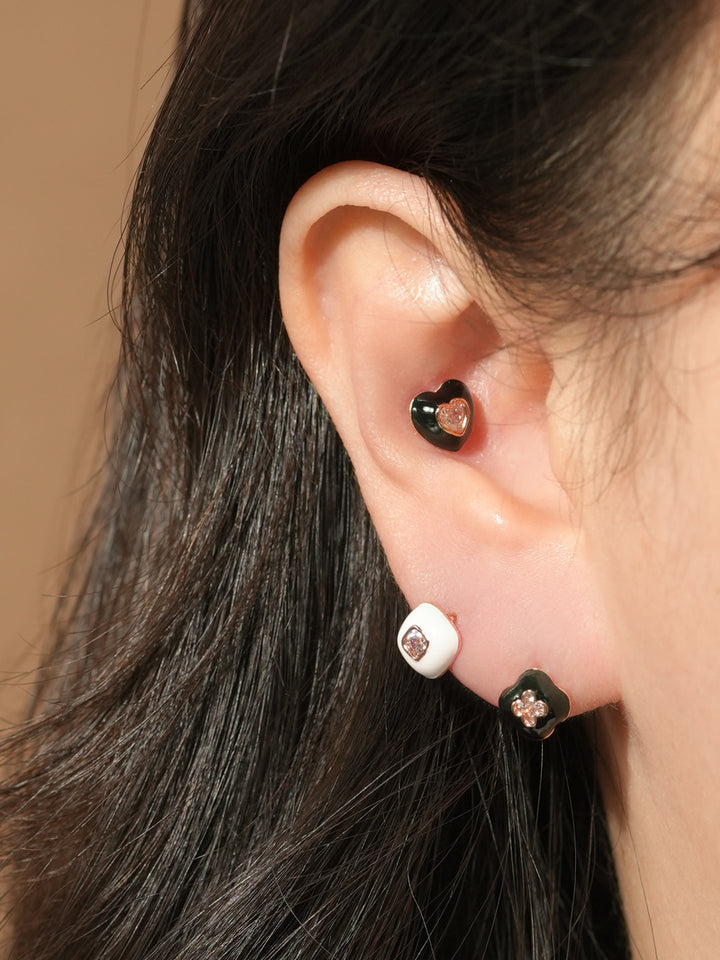 14KGF Enamel Square Earring 20G