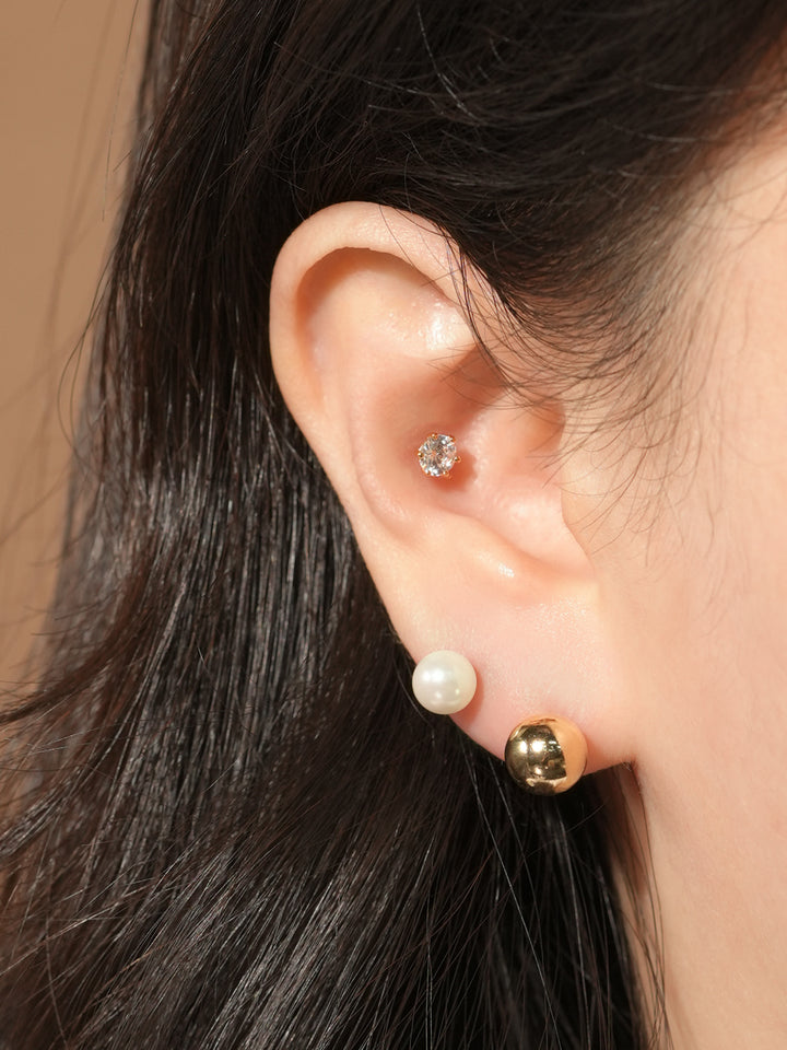 14KGF Basic Cubic Earring 20G