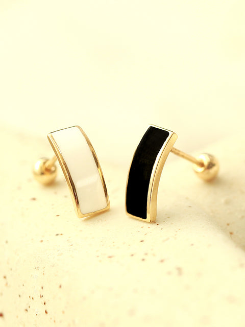 14K Gold Enamel Curve Stick Cartilage Earring 20G18G16G