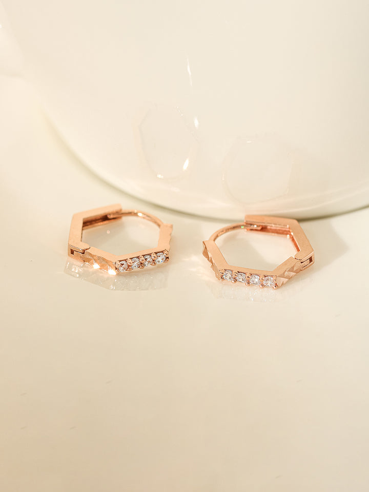 14K Gold Pentagon Simple Cubic Cartilage Hoop Earring