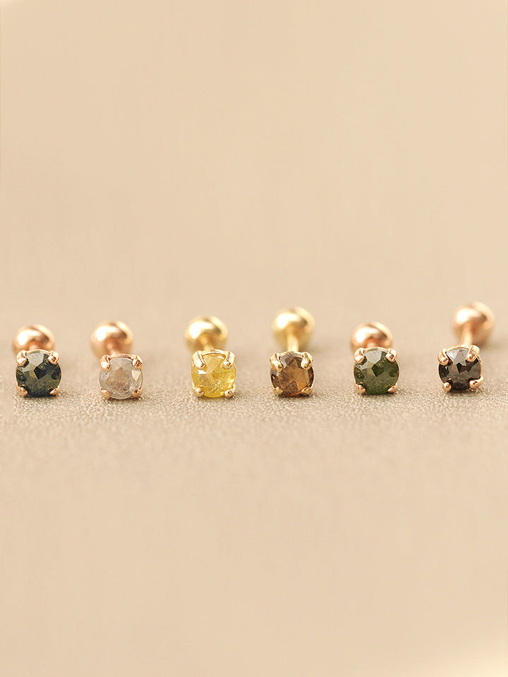 14K Gold Daily Rough Diamond Cartilage Earring 3mm 20G18G16G