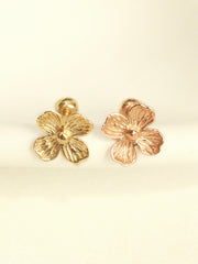 14K Gold 4 Petal Flower Cartilage Earring 20G18G16G