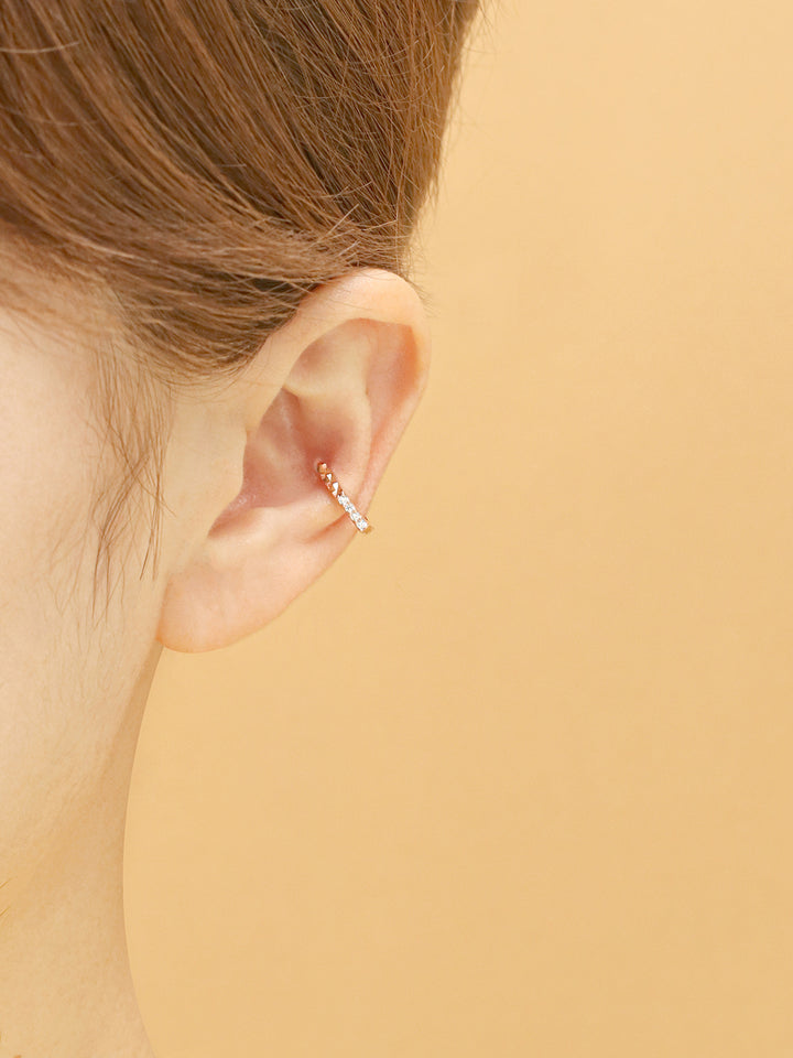 14K Gold Pentagon Simple Cubic Cartilage Hoop Earring