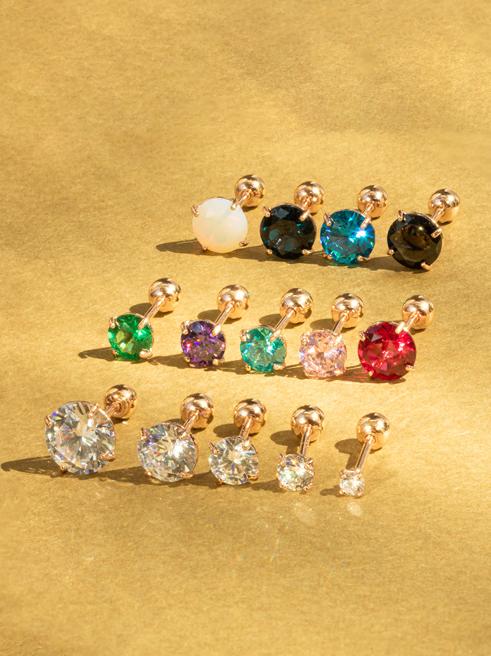 14K Gold Bling Cubic 4 Prong Cartilage Earring 20G