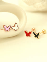 14K Gold Enamel Color Butterfly Cartilage Earring 20G18G16G