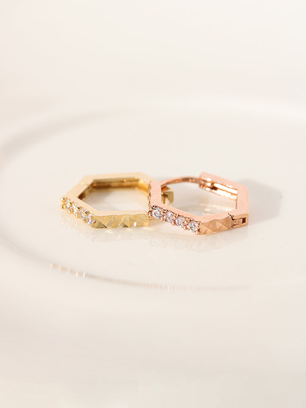 14K Gold Pentagon Simple Cubic Cartilage Hoop Earring