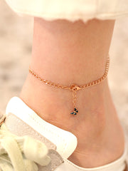 14K Gold Blue Diamond Butterfly Chain Anklet Bracelet