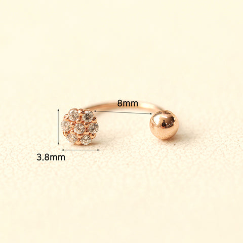 14K Gold Mini Flower Curve Piercing 20G