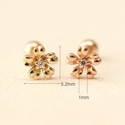 14K Gold Mini Cubic Flower Cartilage Earring 20G18G16G