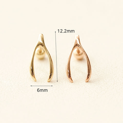 14K Gold Wishbone Cartilage Earring 20G 18G 16G