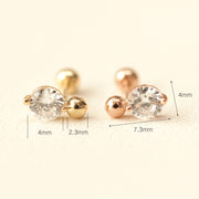 14K Gold Point Cubic Mini Ball Cartilage Earring 20G18G16G