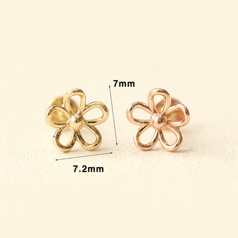 14K Gold Flower Point Labret Piercing 18G16G