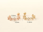 14K Gold Double Cubic Twist Half Ring Cartilage Earring 20G18G16G