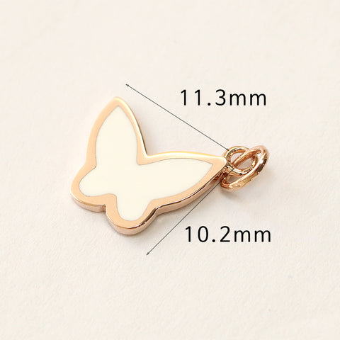 14K Gold Enamel Butterfly Necklace Pendant