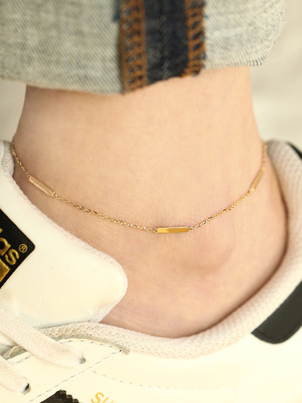14K 18K Gold simple stick anklet