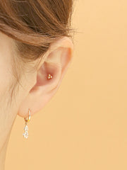 14K 18K Gold Double Cubic Drop Cartilage Hoop Earring