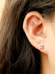 14K Gold Bling Point CZ Star Cartilage Earring 18g