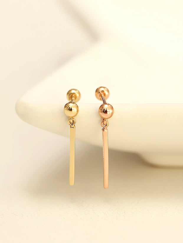 14K Gold Ball Long Stick Cartilage Earring 20G18G16G
