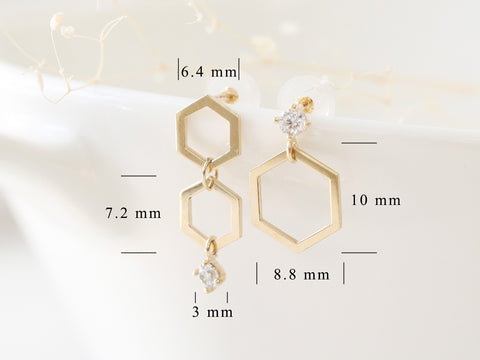 14K Gold Honeycomb Drop Earring