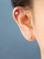 14K Gold Cubic Rose Cartilage Earring 20G18G16G
