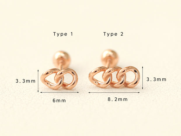 14K gold Chain cartilage earring 20g