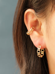 14K gold Bold Chain Cutting cartilage Hoop earring