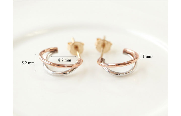 14K Gold 2 Line Circle Hoop Earring