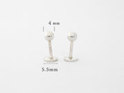 925 Silver Ball externally threaded LABRET piercing 16g